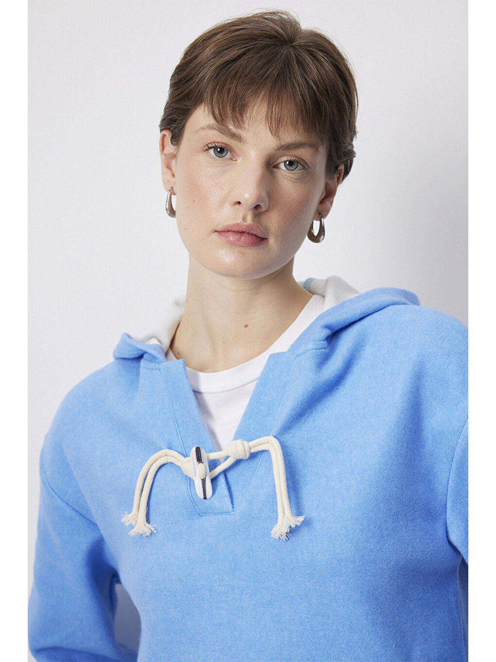 Mavi Kapüşonlu Sweatshırt-4