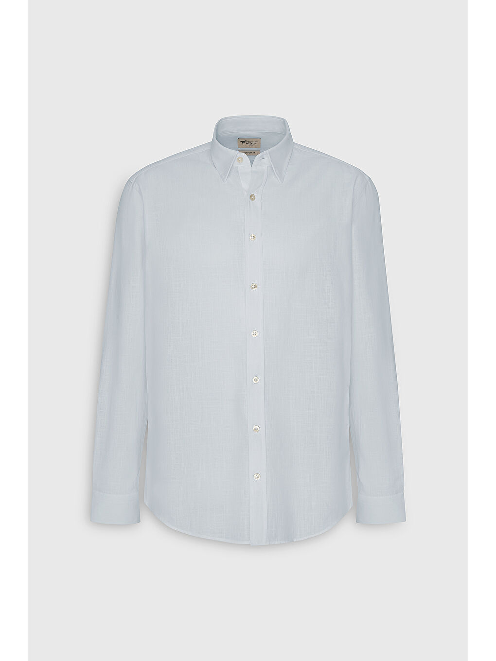 Erkek Açık Mavi Comfort Fit Rahat Kesim Gizli Düğme Yaka %100 Pamuk Flamlı Gömlek-5