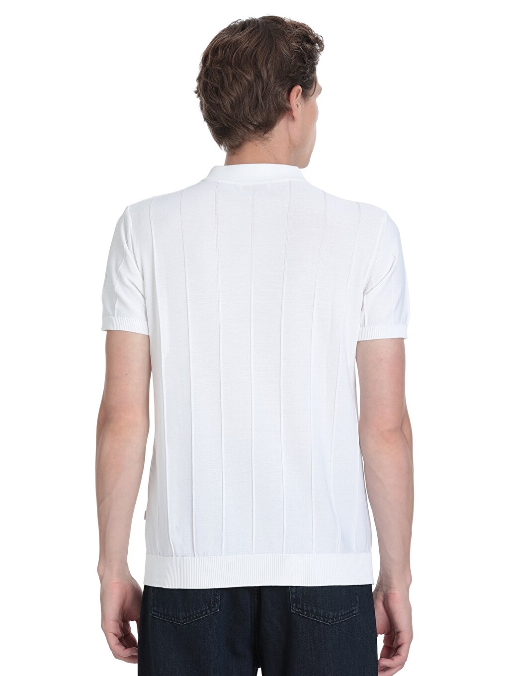 Beyaz Regular Fit Polo Yaka Rayon Tişört-4