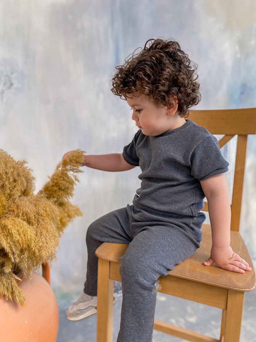 Gri Kısa Kol Taytlı Takım