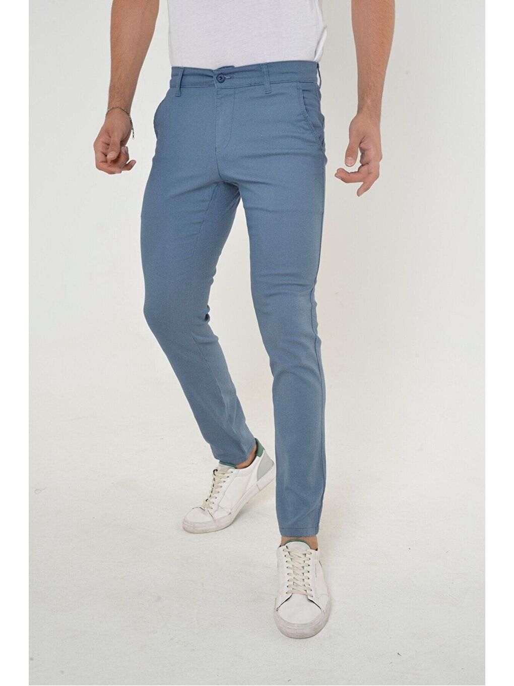 İndigo Erkek Indigo Slim Fit Dar Kesim Örgü Kumaş Yan Cep Pamuk Chino Pantolon-1