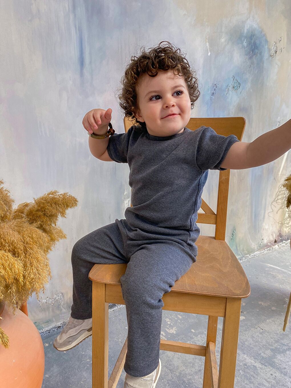 Gri Kısa Kol Taytlı Takım-1