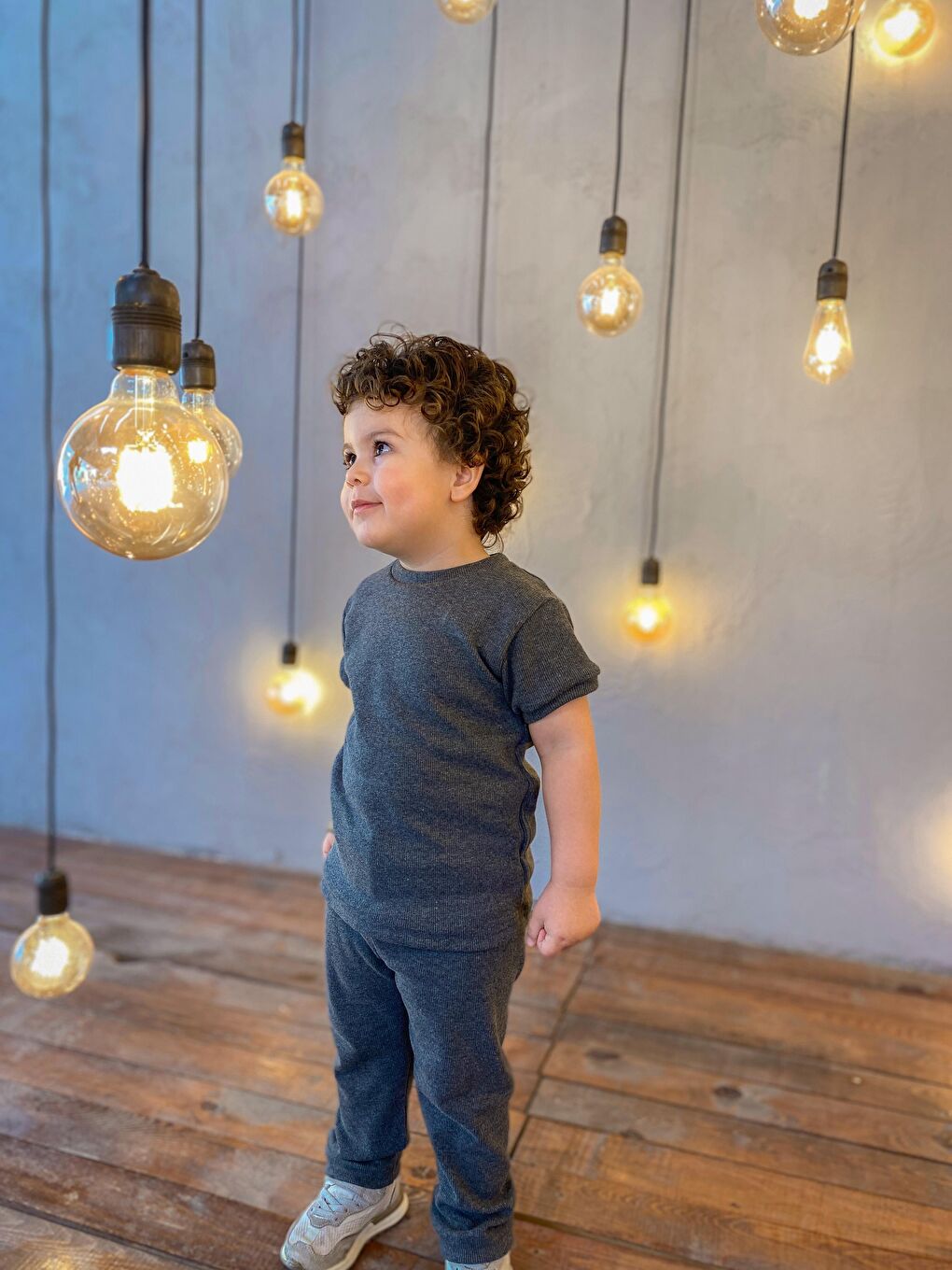 Gri Kısa Kol Taytlı Takım-2