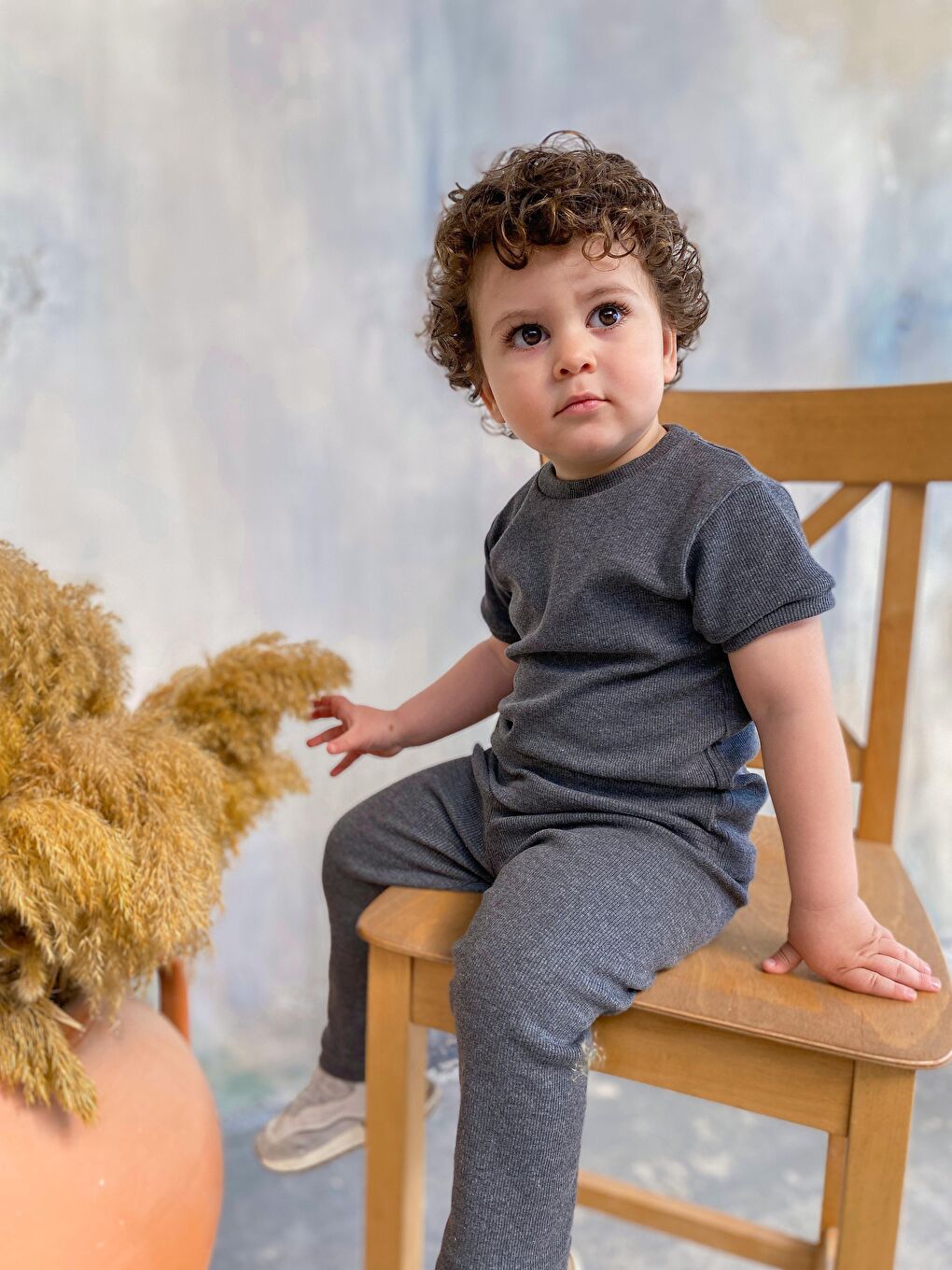 Gri Kısa Kol Taytlı Takım-3