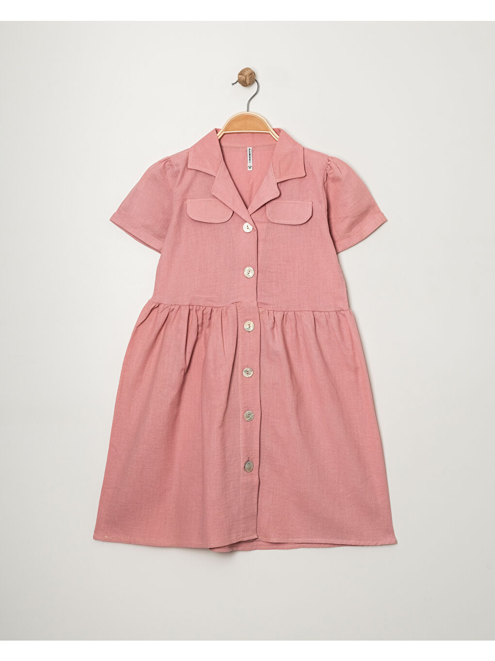 Pembe Kız Çocuk Jüt Pamuklu Kısa Kollu Elbise P1009