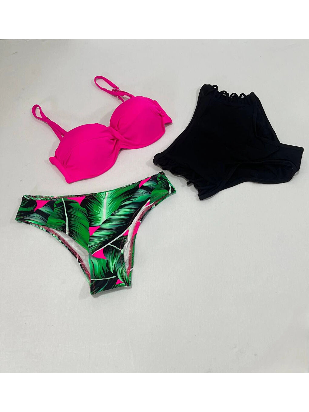 Kadın Fuşya İnce Askılı 3 Parça Bikini Takımı HZL25S-LC216