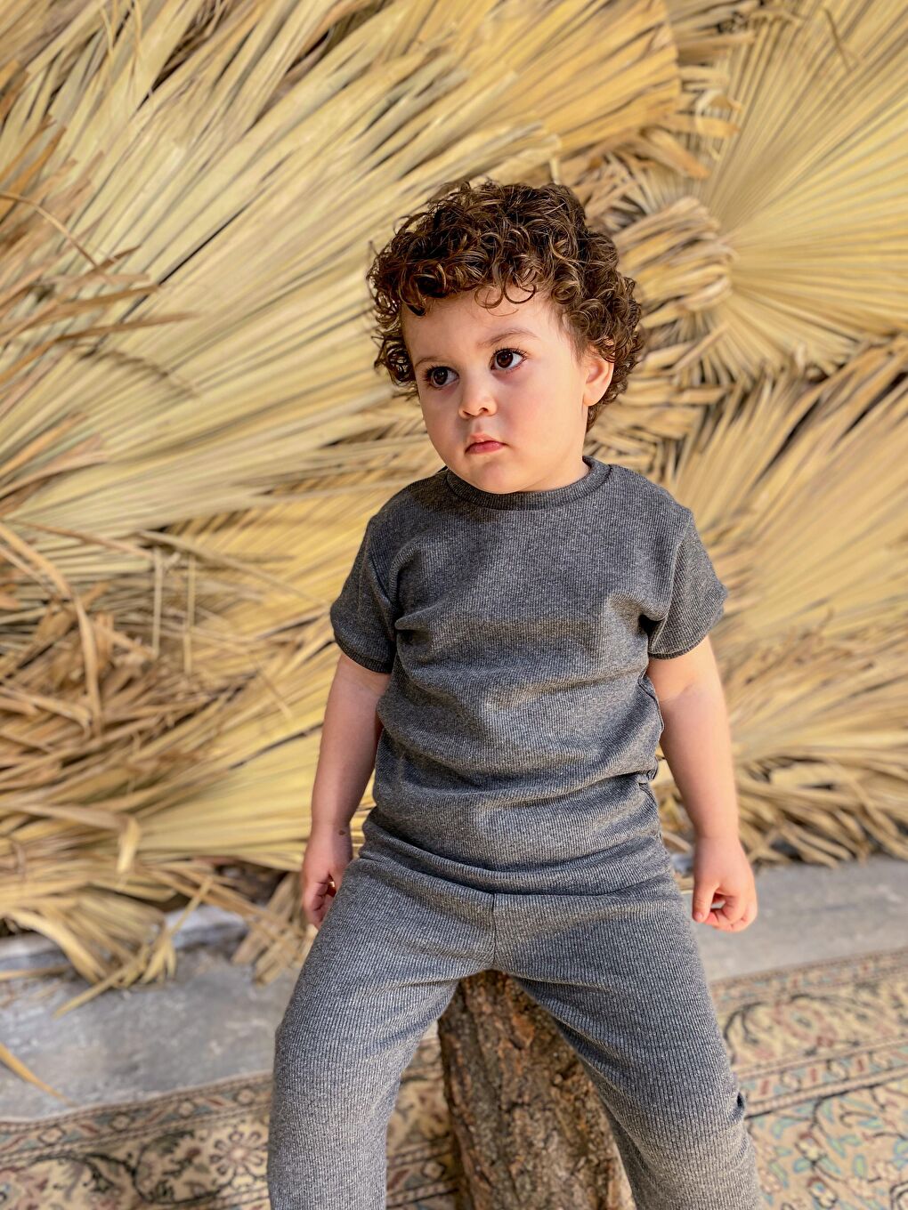 Gri Kısa Kol Taytlı Takım-9