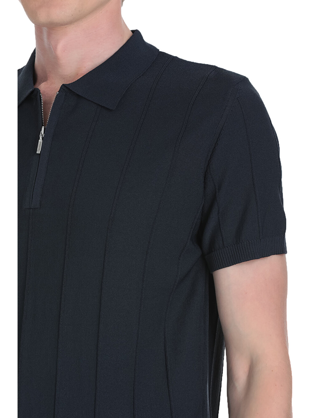 Lacivert Regular Fit Polo Yaka Rayon Tişört-3