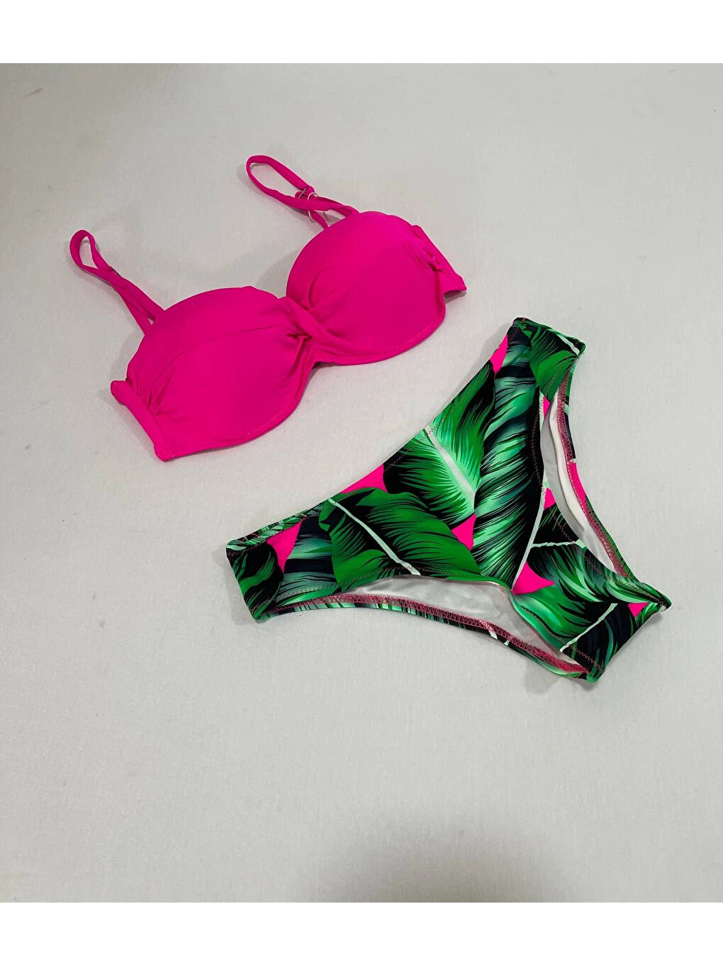 Kadın Fuşya İnce Askılı 3 Parça Bikini Takımı HZL25S-LC216-1