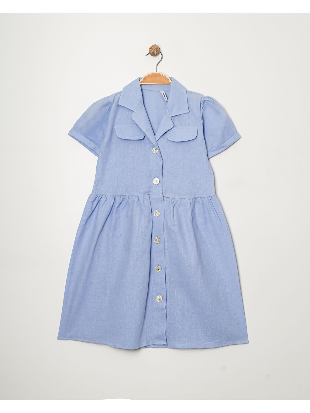 Mavi Kız Çocuk Jüt Pamuklu Kısa Kollu Elbise P1009