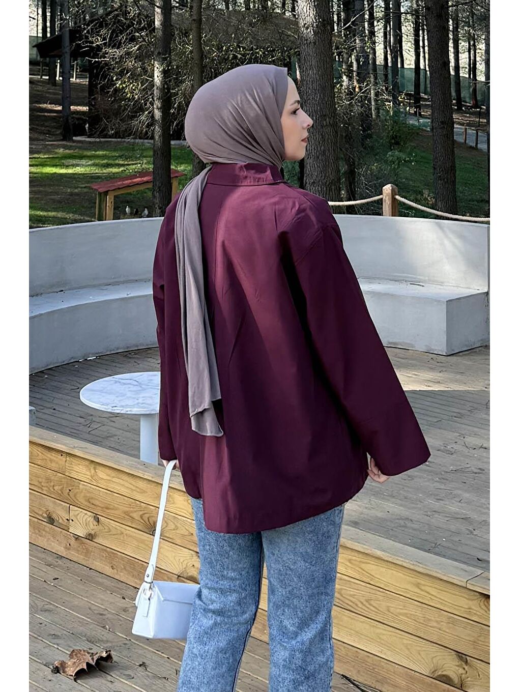 Fiyonk Detaylı Trençkot Mürdüm-3