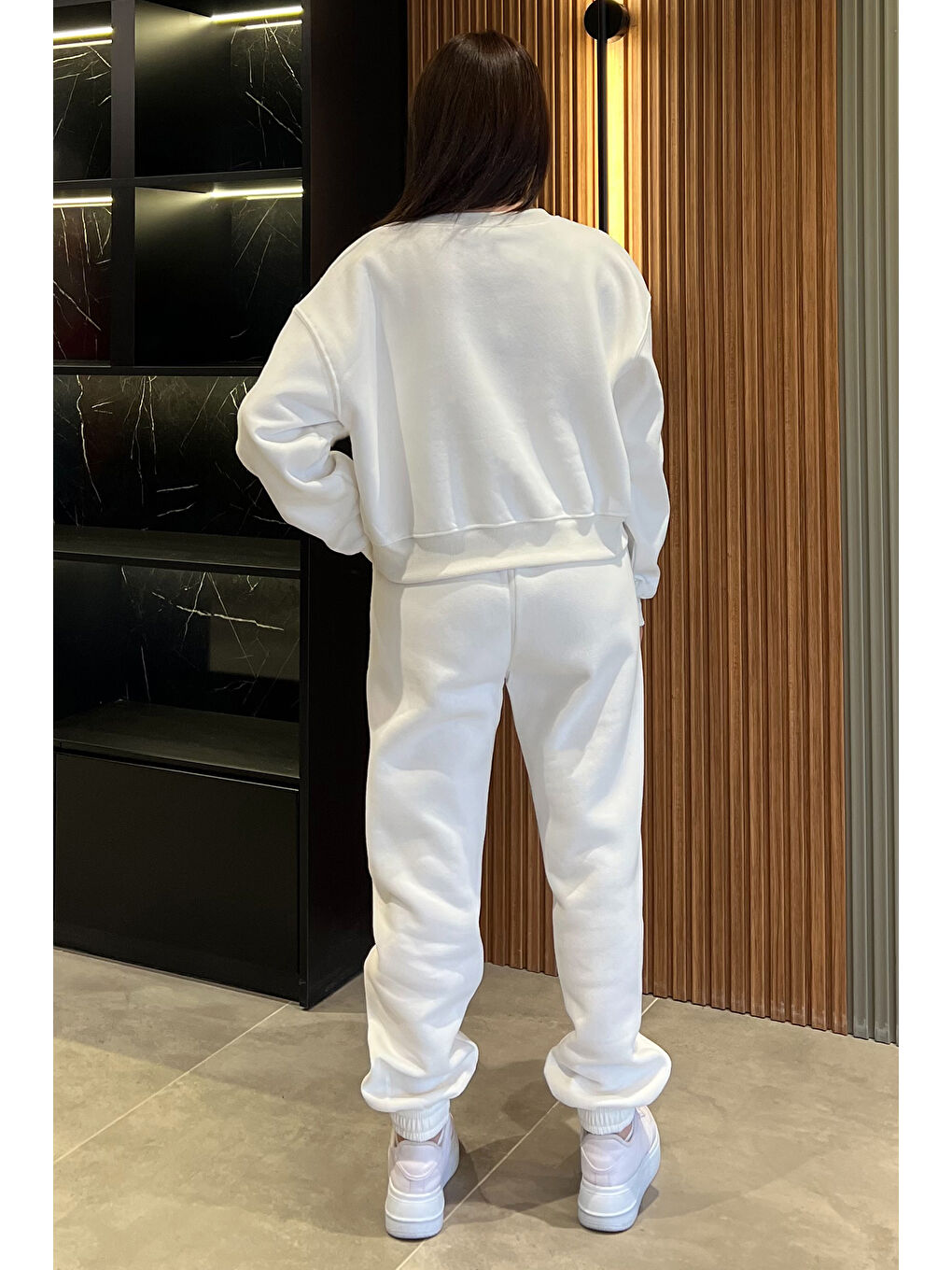 Ekru Kadın Şardonlu Eşofman Takımı-3