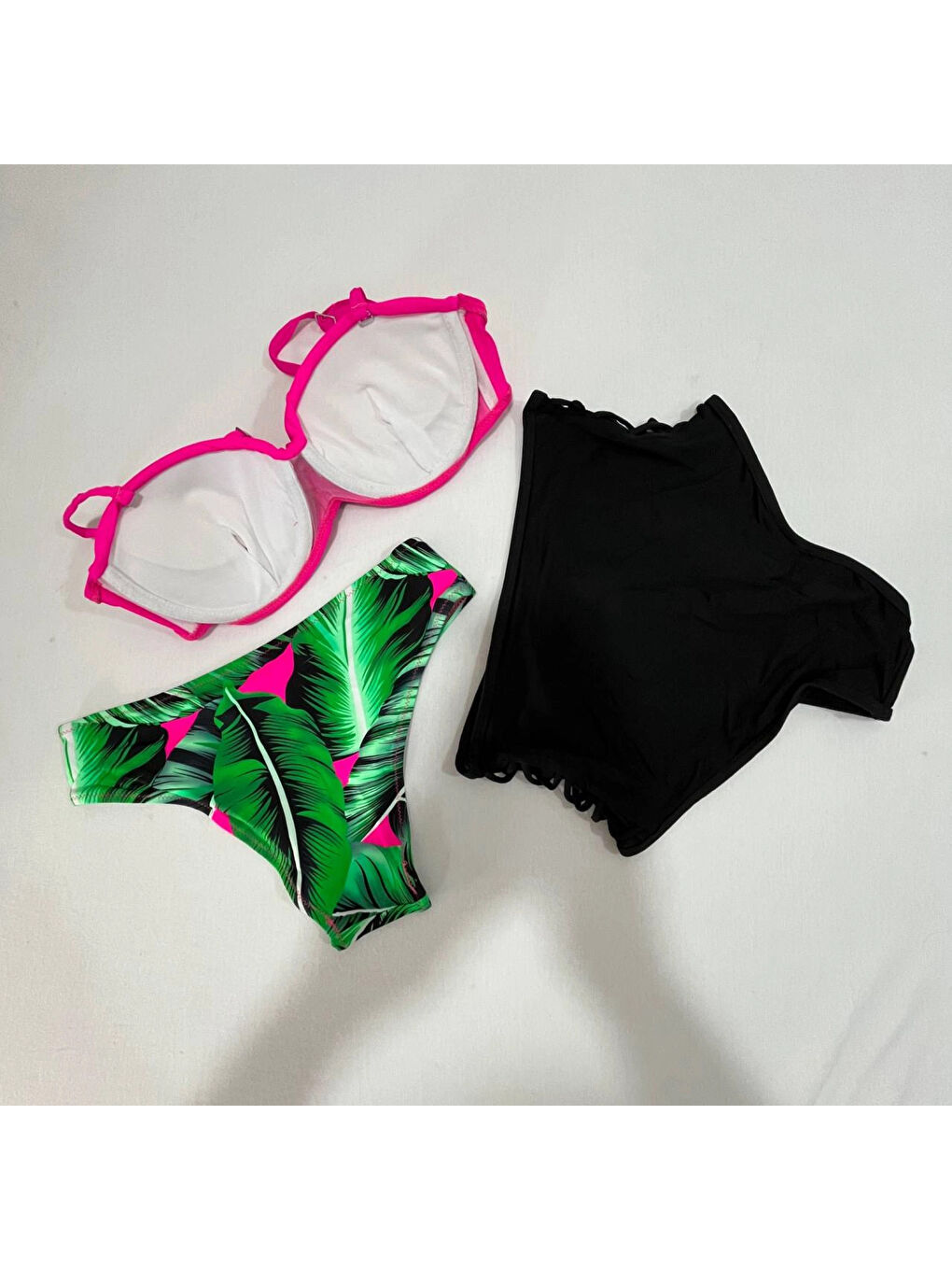 Kadın Fuşya İnce Askılı 3 Parça Bikini Takımı HZL25S-LC216-4