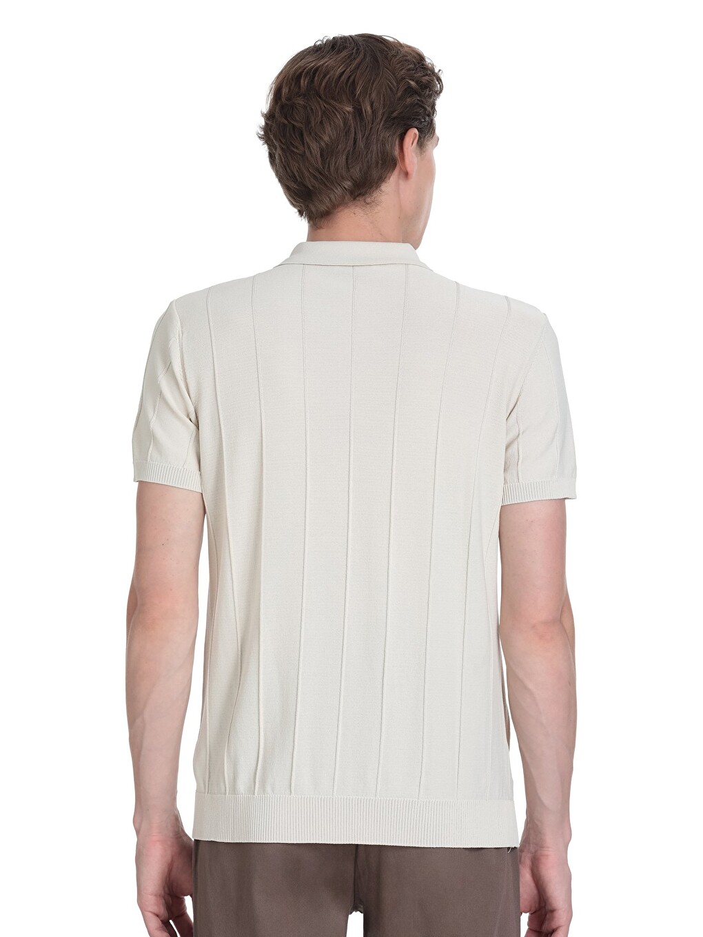 Ekru Regular Fit Polo Yaka Rayon Tişört-4