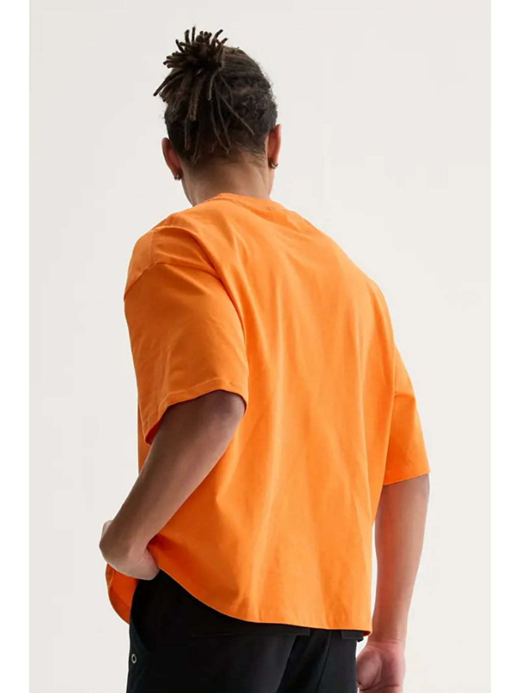 Turuncu Erkek Oversize Bisiklet Yaka %100 Pamuk Tişört-1
