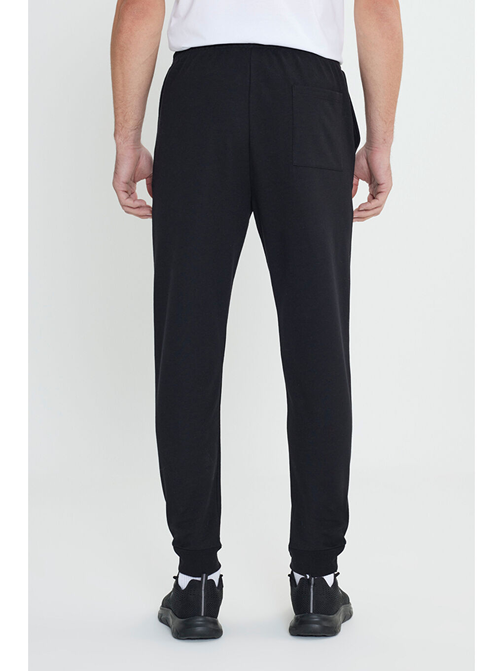 Erkek Haki-Siyah Pamuklu Standart Fit Normal Kesim Kapüşonlu Kanguru Cepli Eşofman Takımı-8