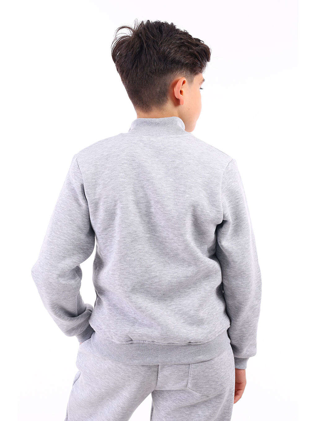 Gri Erkek Çocuk Nakışlı Hırka-1