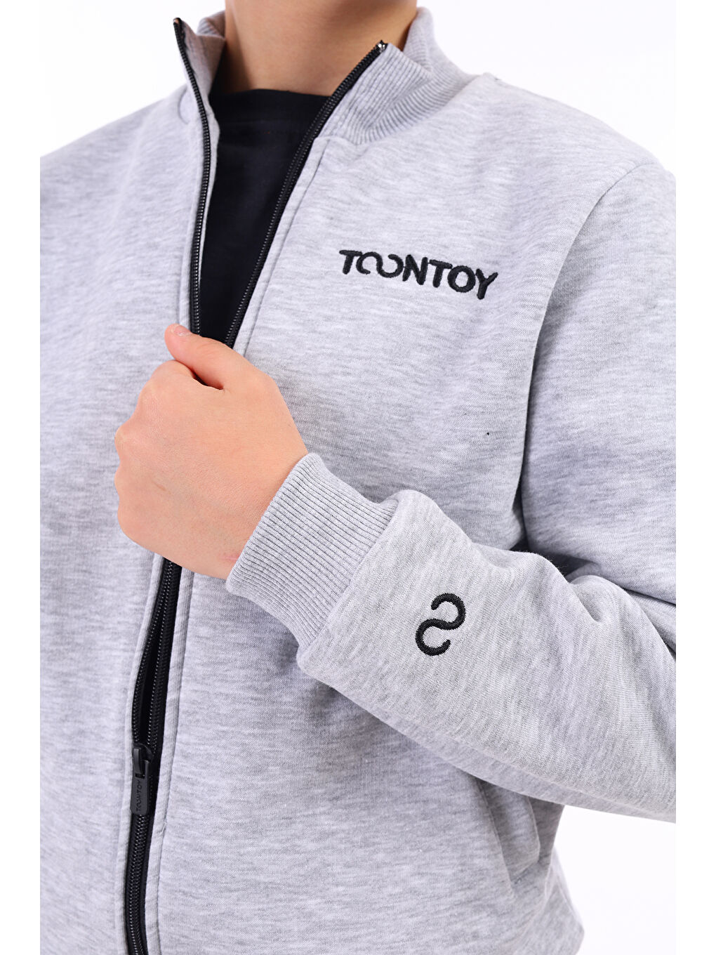 Gri Erkek Çocuk Nakışlı Hırka-2