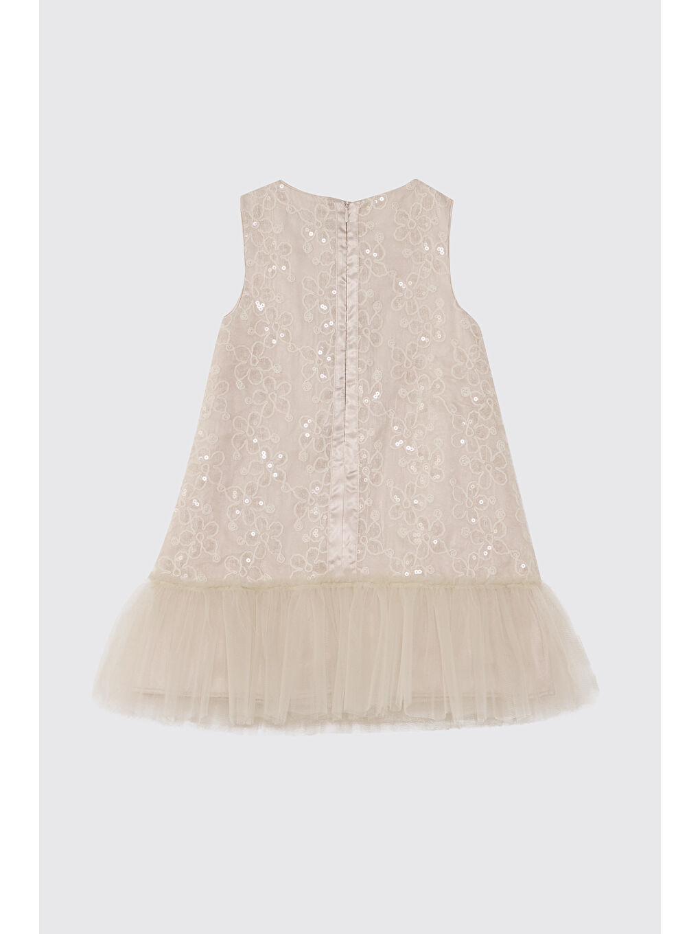 Kız Çocuk İşlemeli Ekru Parti Elbsesi-1