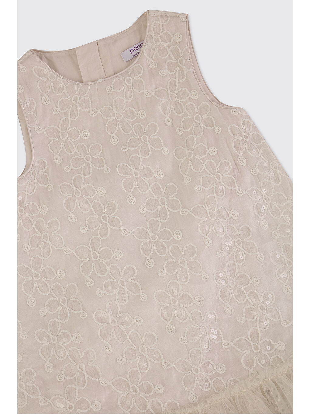 Kız Çocuk İşlemeli Ekru Parti Elbsesi-2