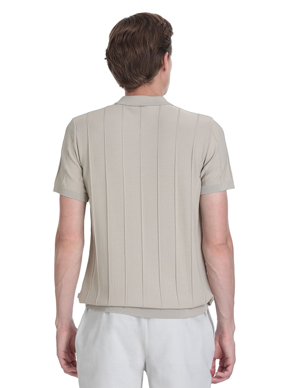 Bej Vizon Regular Fit Polo Yaka Rayon Tişört-4