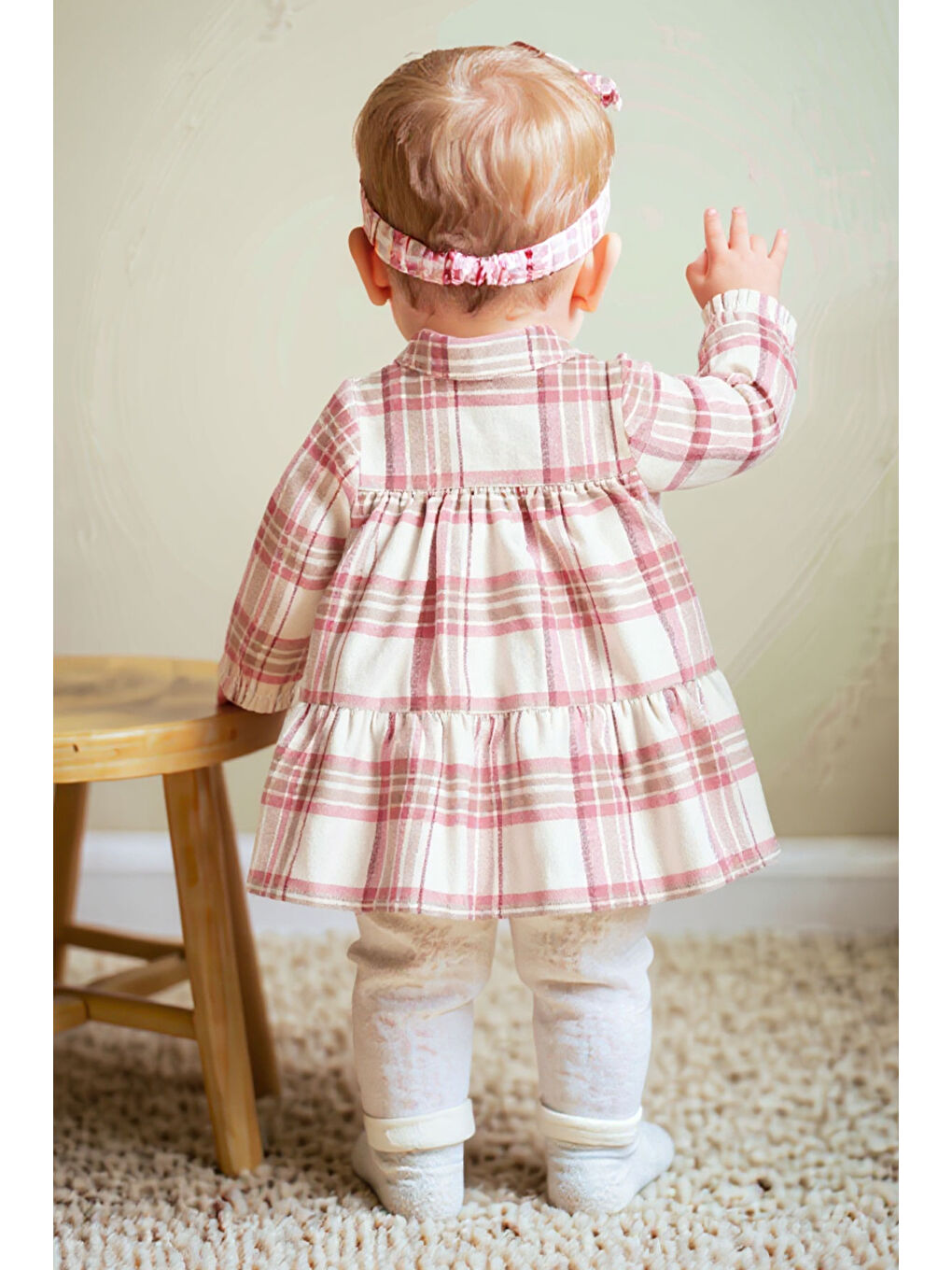 Kız Bebek Ekru Elbise Set-1