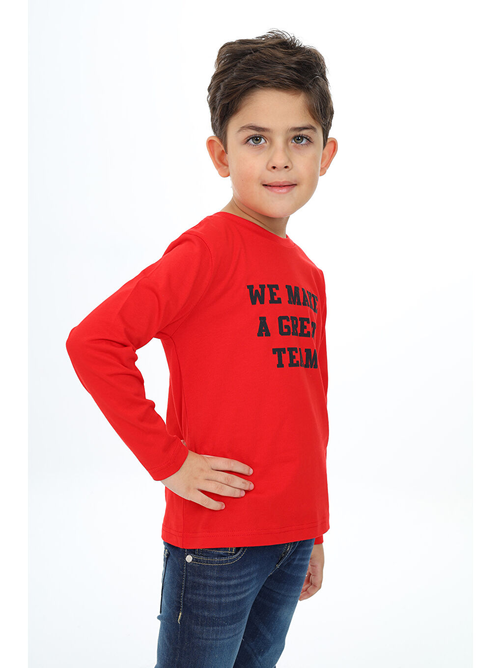 Kırmızı Erkek Çocuk Baskılı Tişört-1