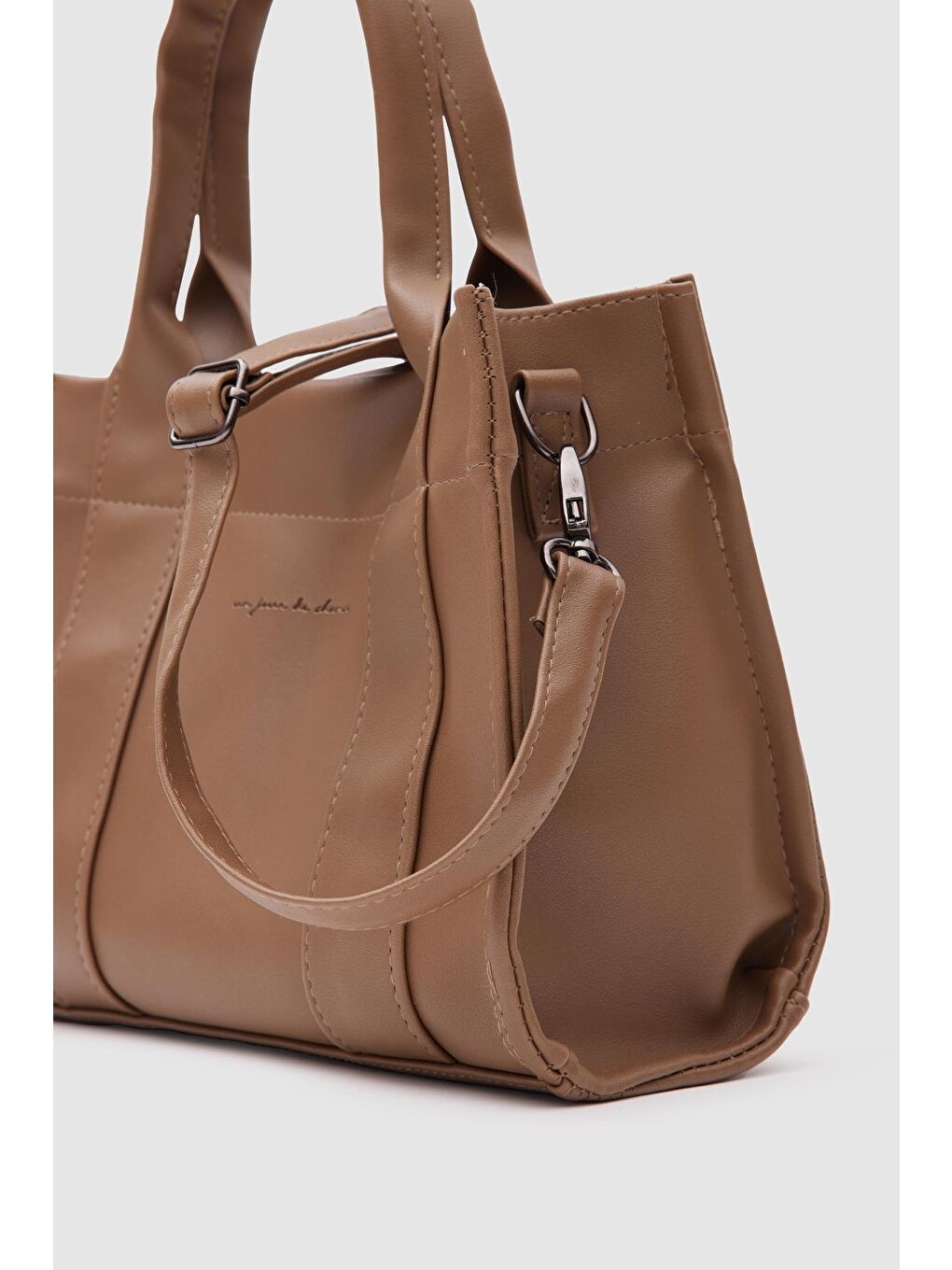 Bej Bonnie Deri Tote Bag Vizon-2