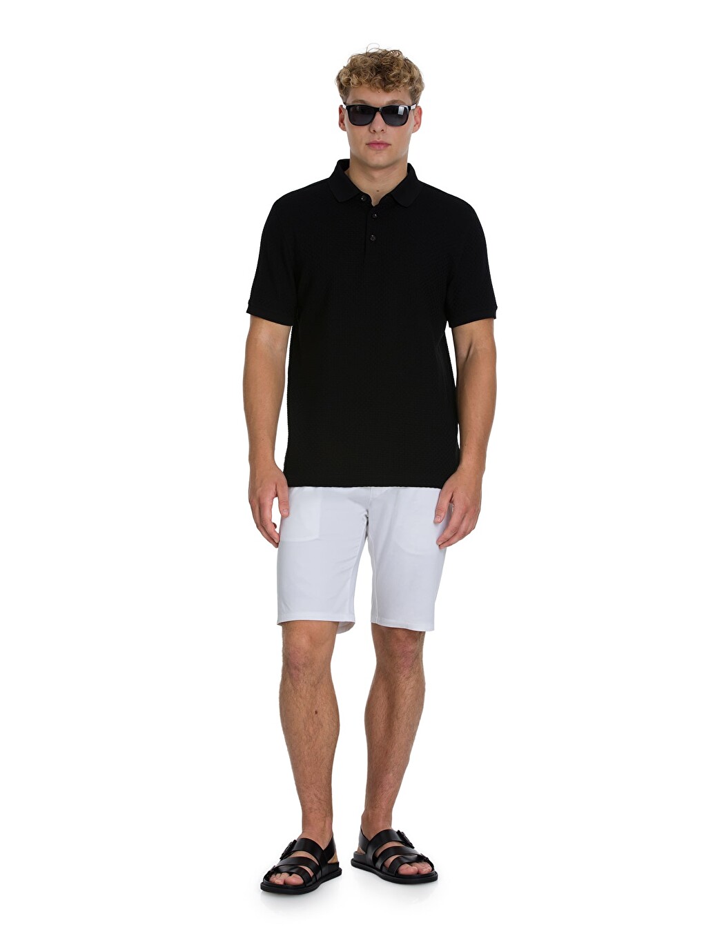 Siyah Regular Fit 100% Pamuk Polo Yaka Merserize Tişört-1