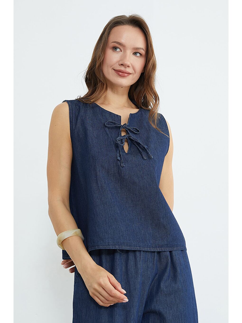 Lacivert Önü Bağlamalı Cepli Jean 2 Li Takım-2