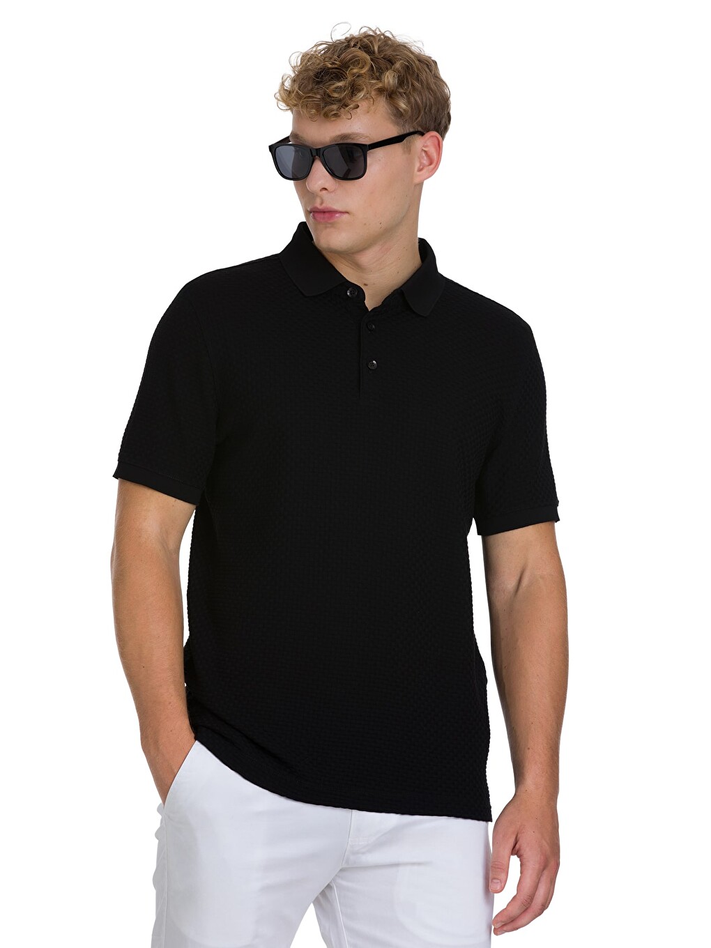 Siyah Regular Fit 100% Pamuk Polo Yaka Merserize Tişört-2