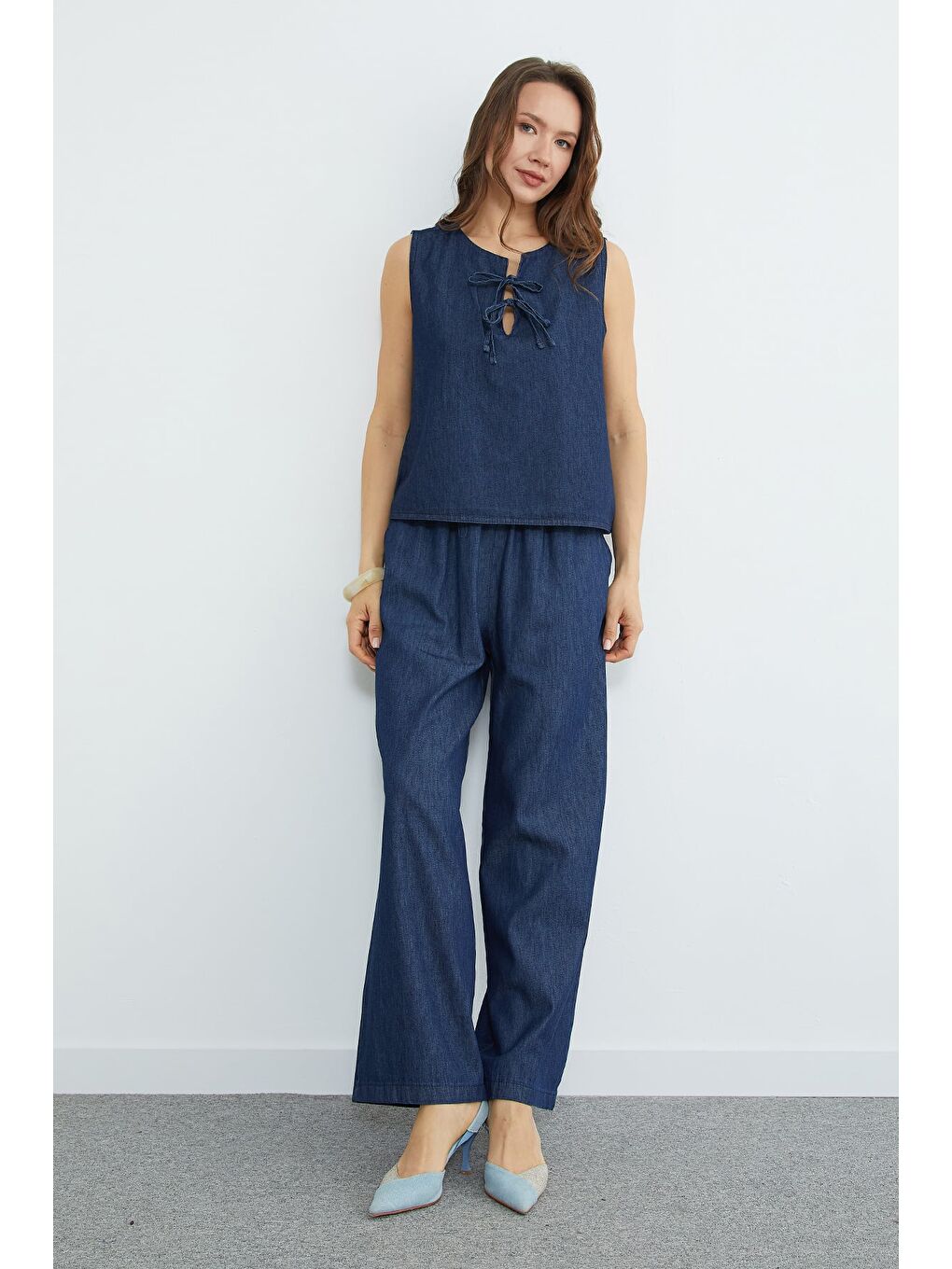 Lacivert Önü Bağlamalı Cepli Jean 2 Li Takım-4