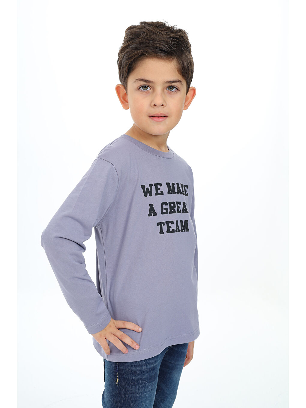 Gri Erkek Çocuk Baskılı Tişört-2