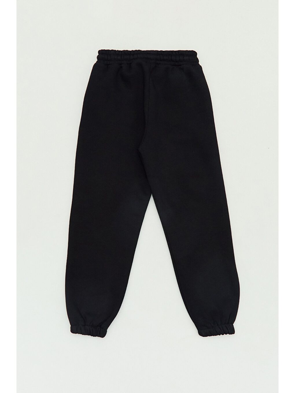 Siyah 3 İplik Gülen Yüz Baskılı Kız Çocuk Eşofman Altı-1