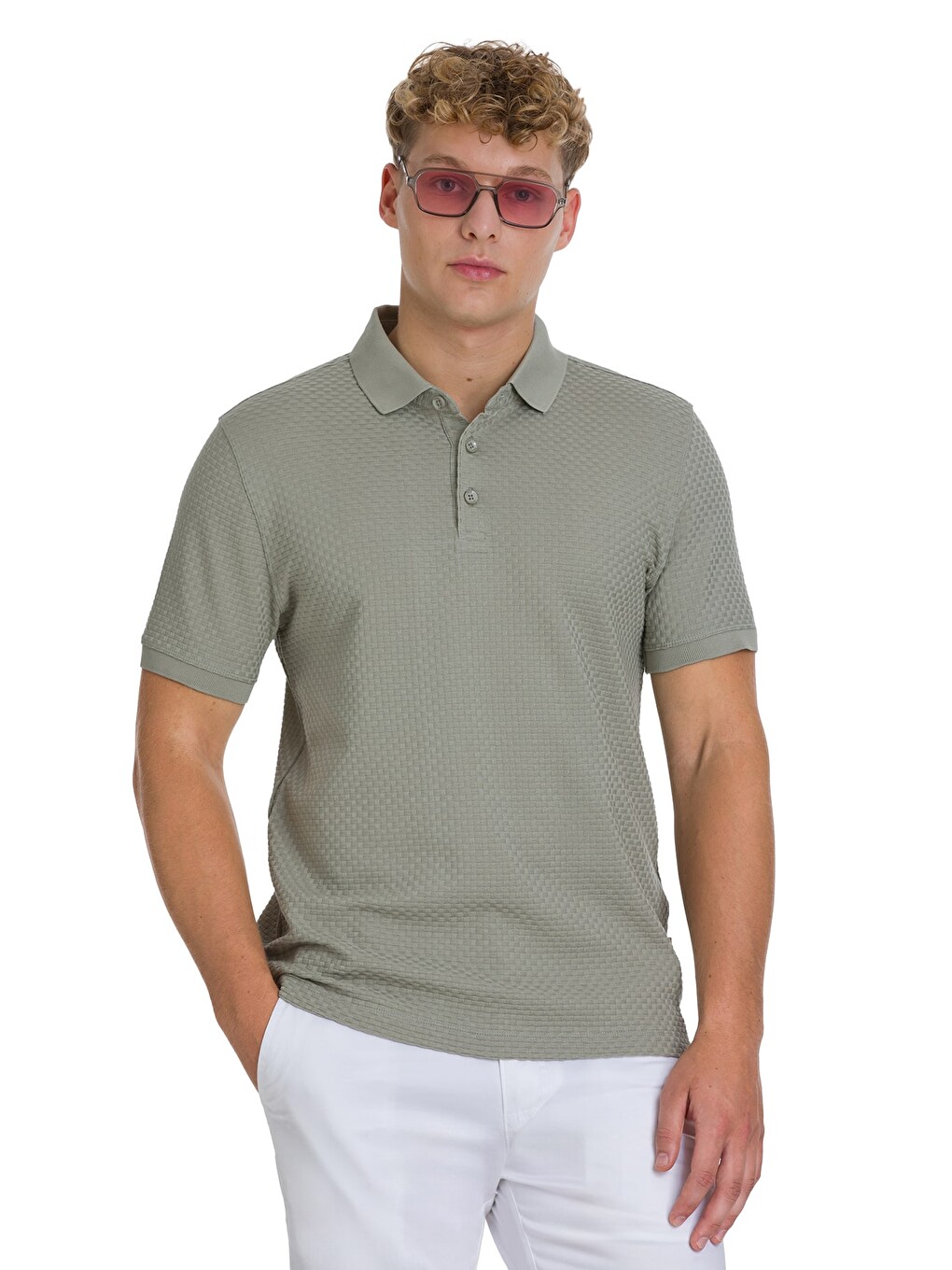 Haki Regular Fit 100% Pamuk Polo Yaka Merserize Tişört