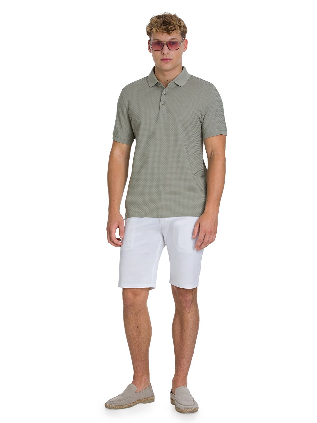 Haki Regular Fit 100% Pamuk Polo Yaka Merserize Tişört-1