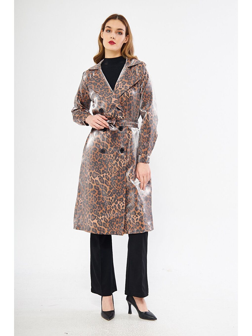 Kahverengi Astarsız Cepli Düğmeli Kuşaklı Yazlık Trenç