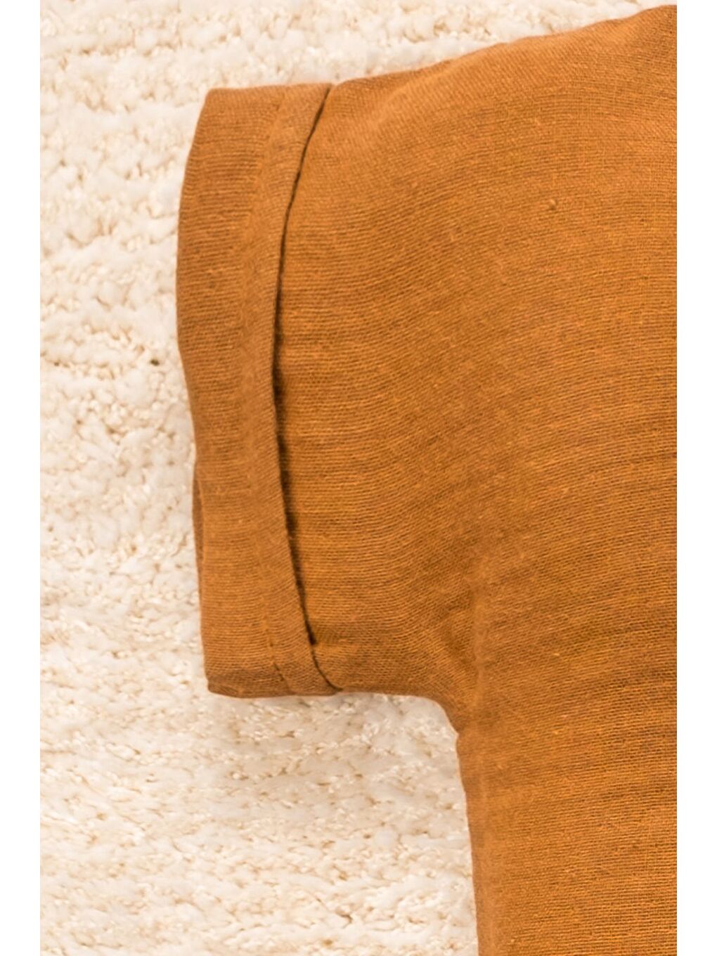 Kahverengi Organik Pamuk Tahta Düğmeli Müslin Cepli Tulum-2