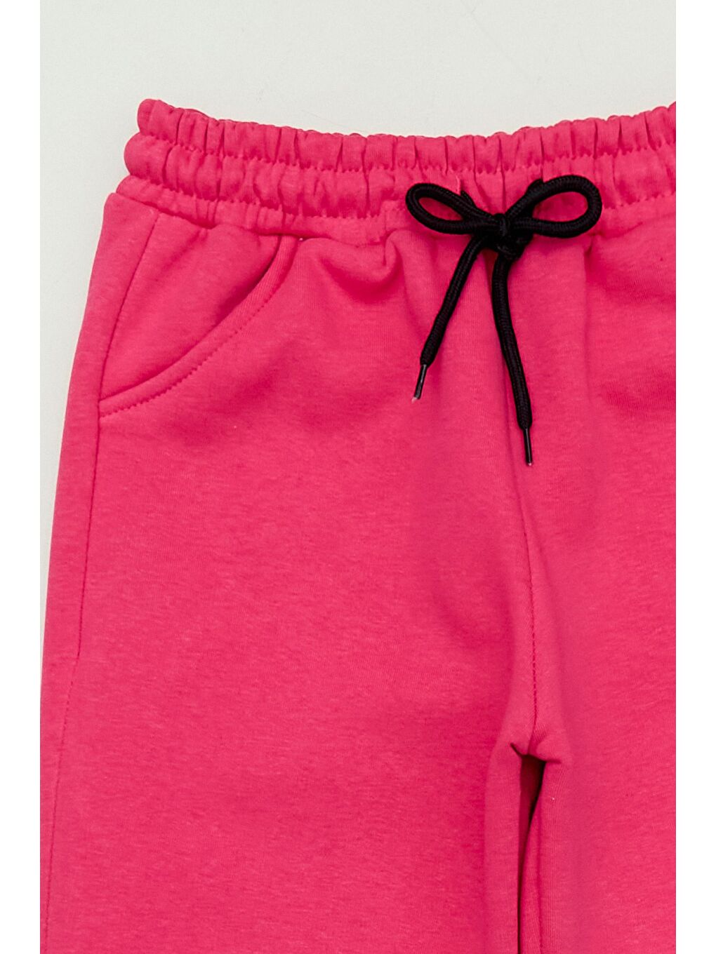 Fuşya 3 İplik Gülen Yüz Baskılı Kız Çocuk Eşofman Altı-2