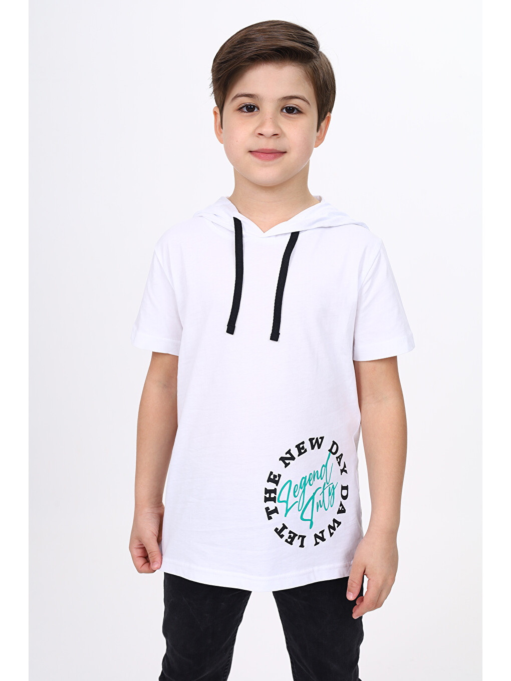 Beyaz Erkek Çocuk Baskılı Tişört