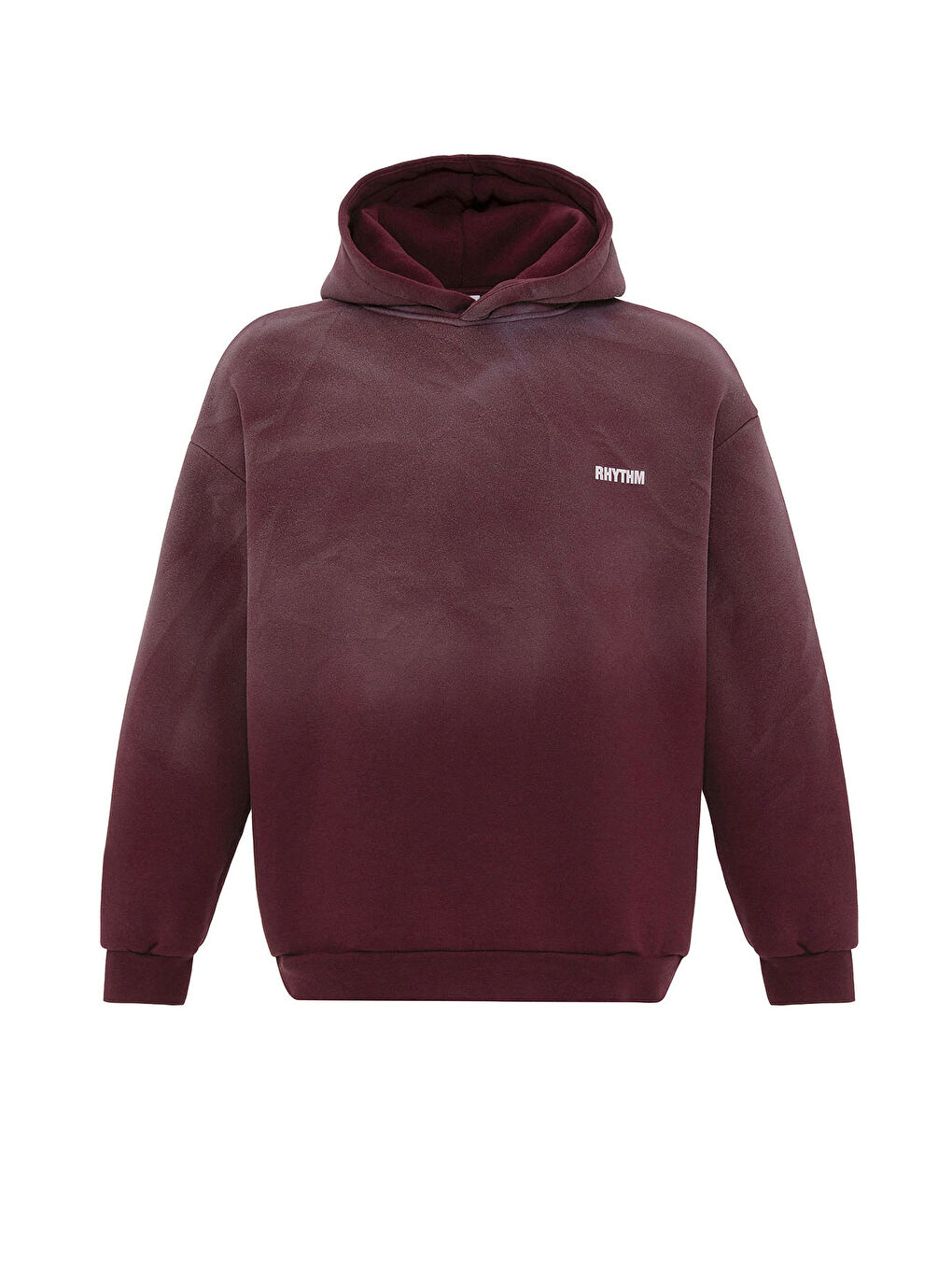 VAMOSCLO Bordo Arka Baskılı Oversize Kapüşonlu Erkek Sweatshirt