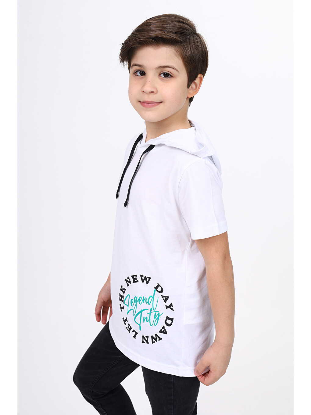 Beyaz Erkek Çocuk Baskılı Tişört-1