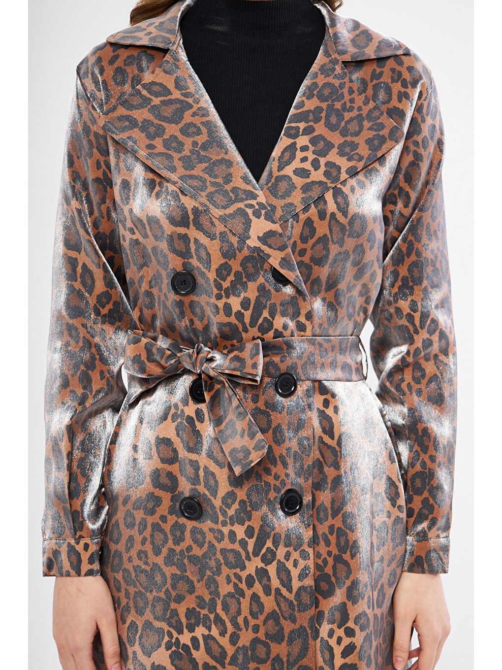 Kahverengi Astarsız Cepli Düğmeli Kuşaklı Yazlık Trenç-1