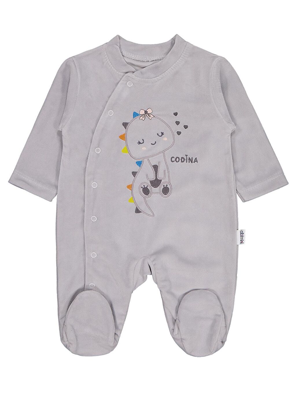 Minidamla Zürafa Nakış Çıtçıtlı 1-6 Ay Tulum - Gri 1-3 Ay