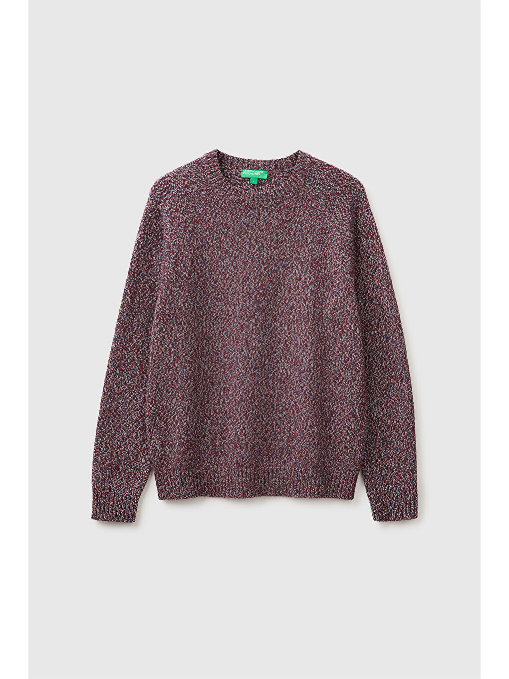 Erkek Bordo Mix Yün Karışımlı Regular Fit Reglan Kollu Bisiklet Yaka Kazak