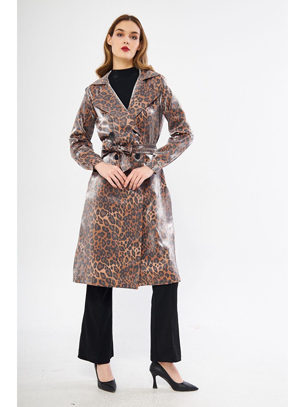 Kahverengi Astarsız Cepli Düğmeli Kuşaklı Yazlık Trenç-2