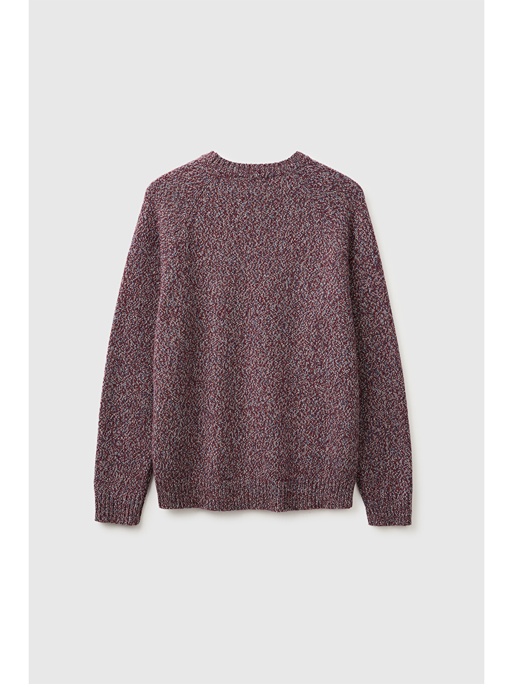 Erkek Bordo Mix Yün Karışımlı Regular Fit Reglan Kollu Bisiklet Yaka Kazak-1