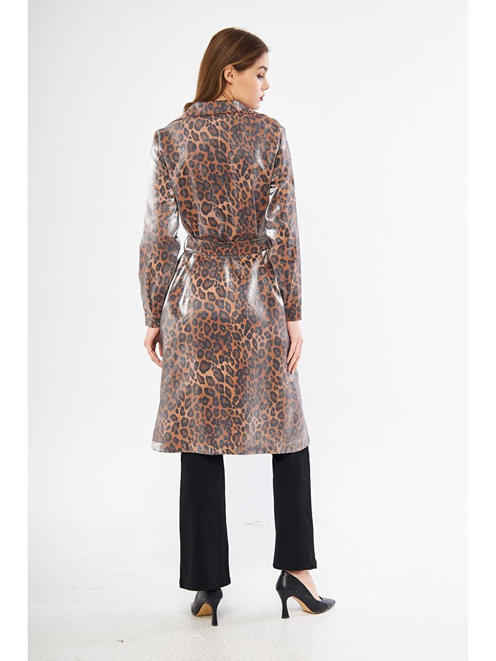 Kahverengi Astarsız Cepli Düğmeli Kuşaklı Yazlık Trenç-3