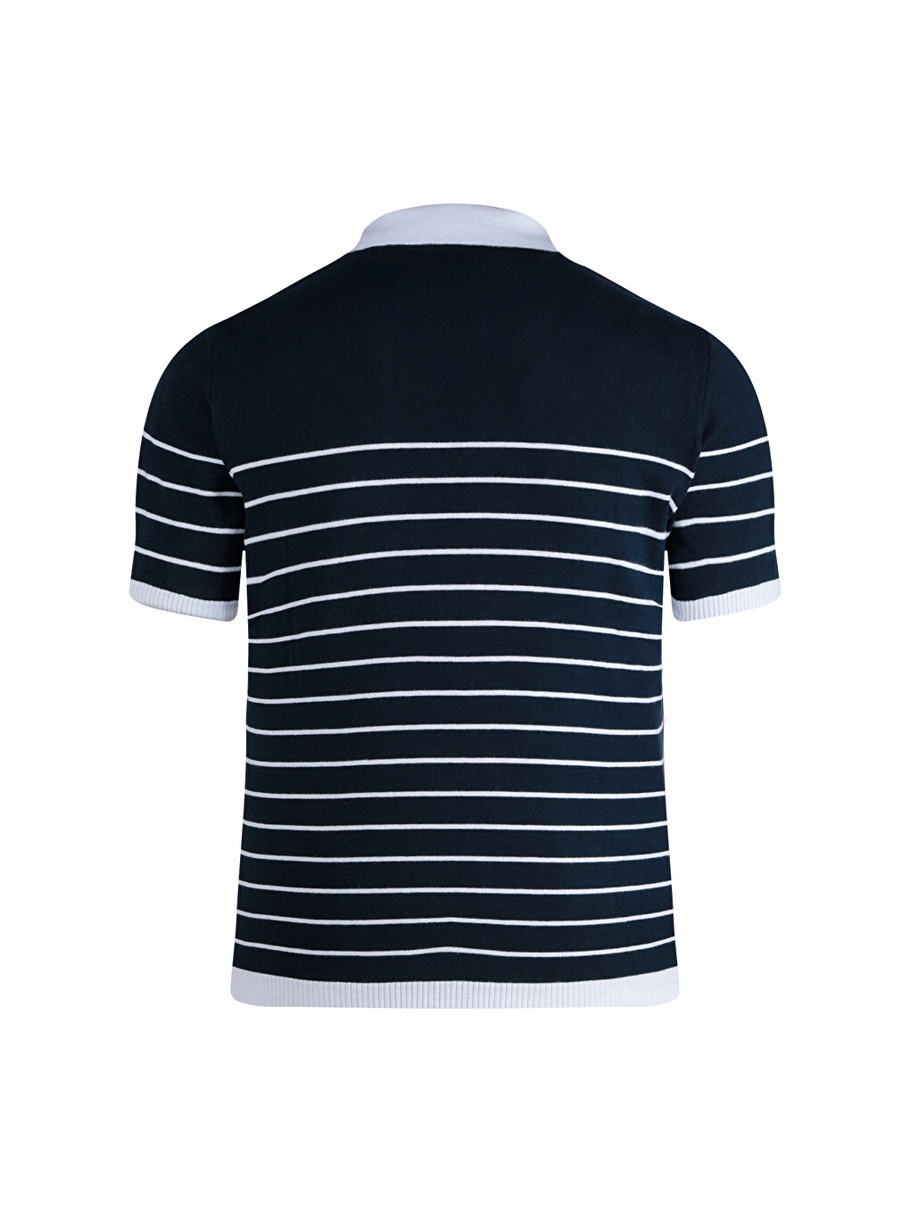 Lacivert Regular Fit Apaş Yaka Pamuklu Tişört-1