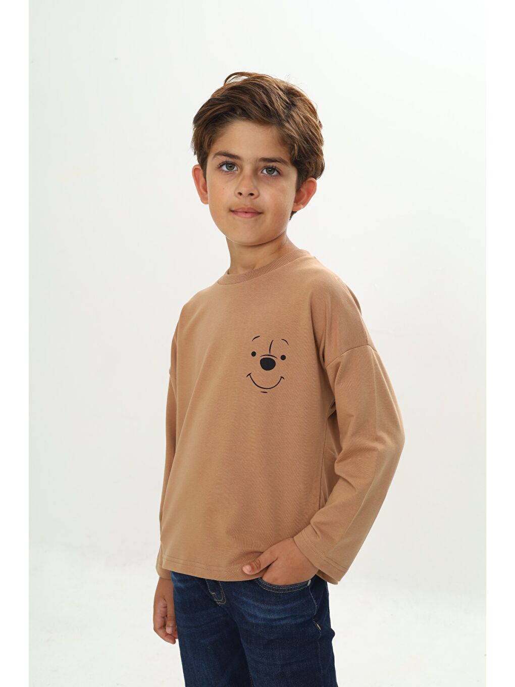 Kahverengi Erkek Çocuk Baskılı Tişört